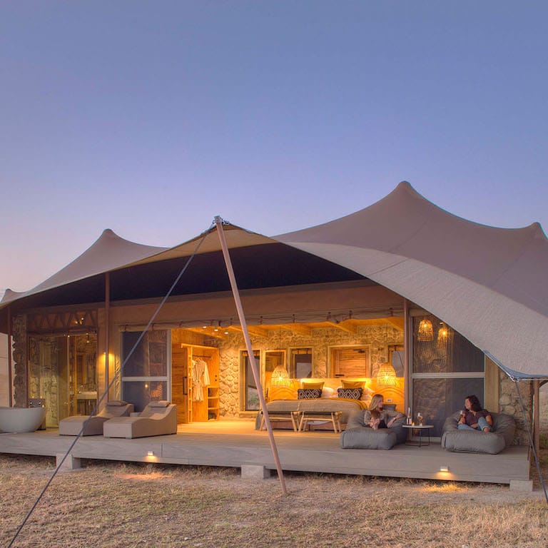 Namiri-Plains-Tent-exterior-at-dawn